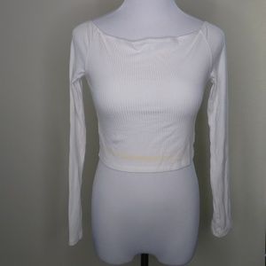 Reformation white 3/4 sleeve ribbed top